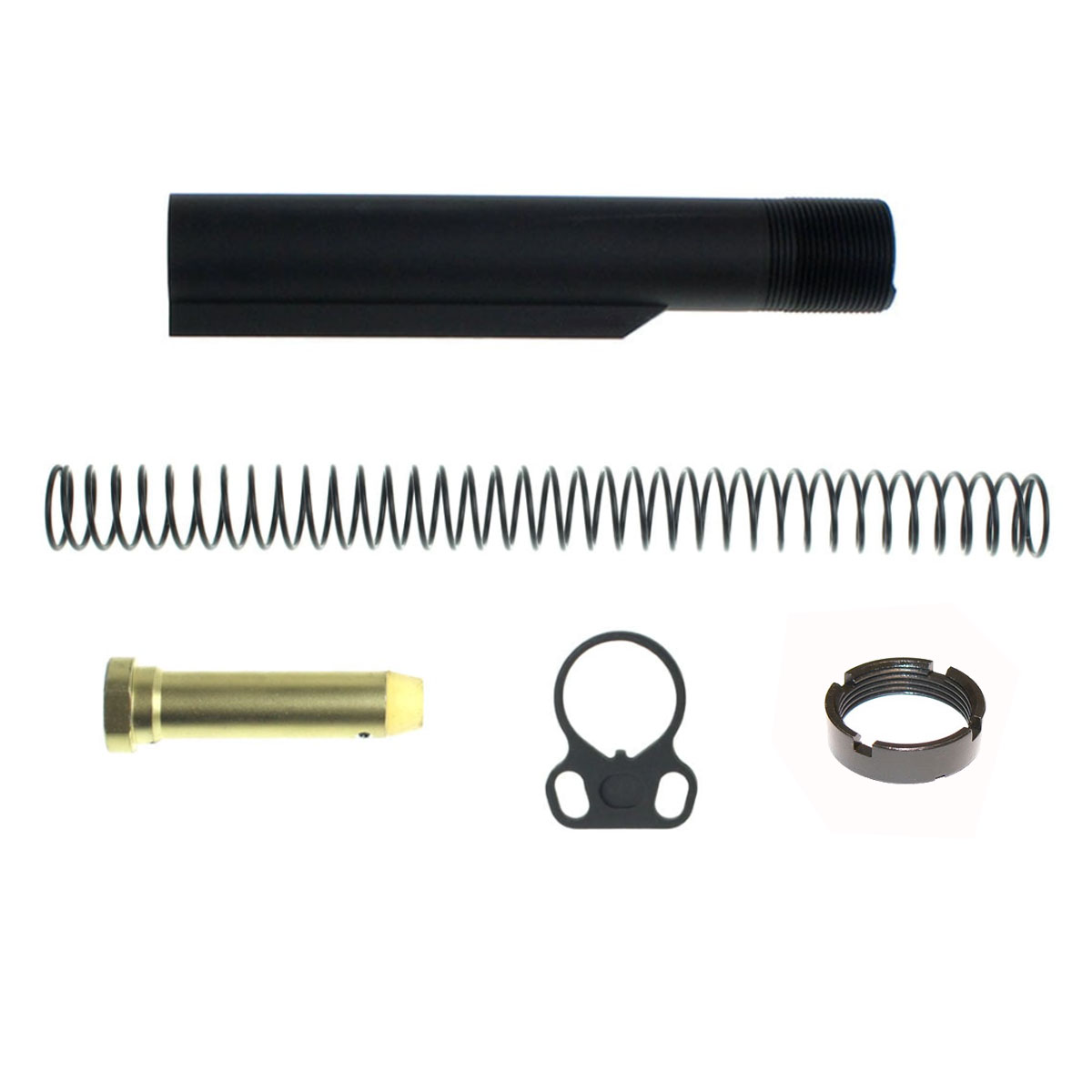 Heavy Duty Mil-Spec AR-15 Buffer Tube Kit With Ambi Sling End Plate