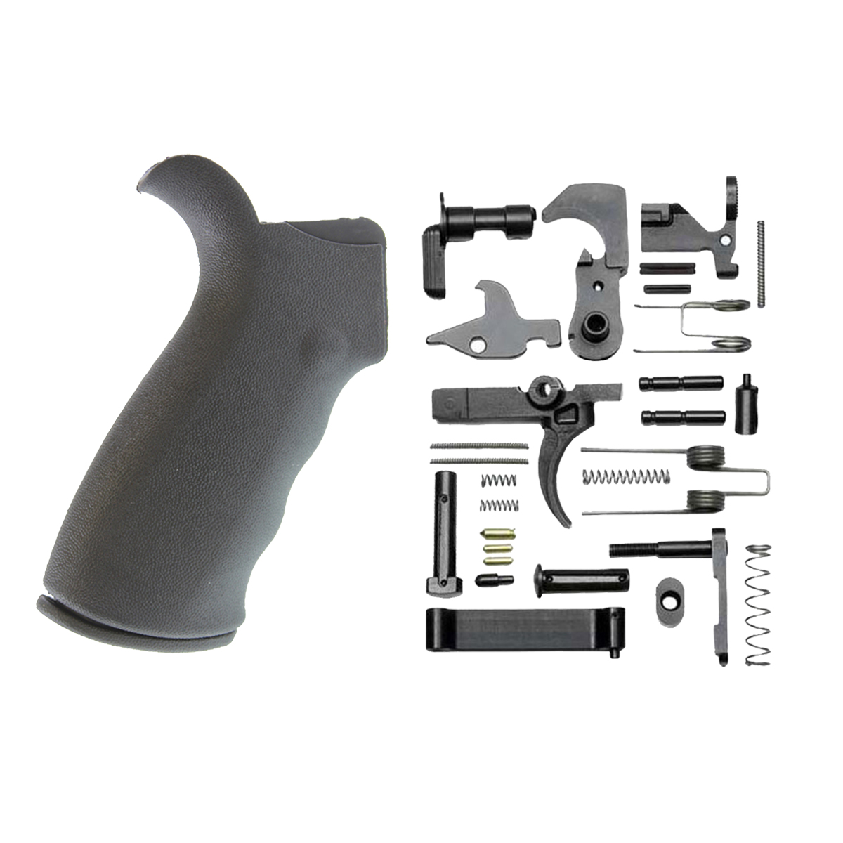 AR-15 Enhanced Lower Parts Kit w/ Black Rubberized Rear Beavertail Grip