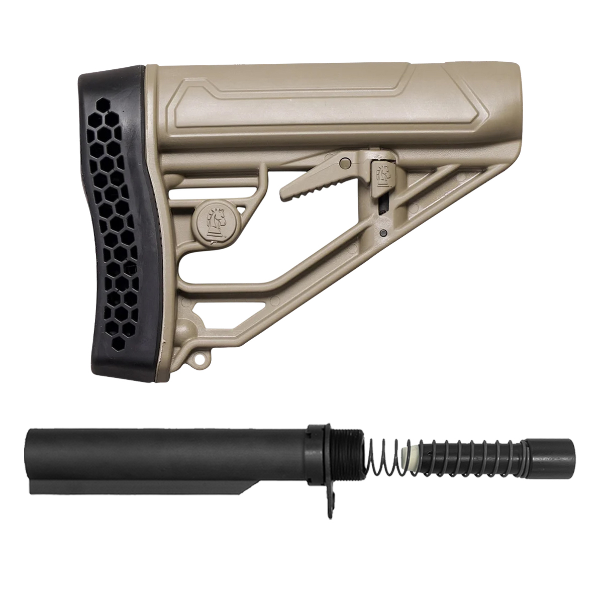 Adaptive Tactical EX Performance FDE Adjustable Stock Kit with Mil-Spec 6-Position Buffer Tube, 8 oz. PCC Buffer, Carbine Spring, End Plate & Castle Nut