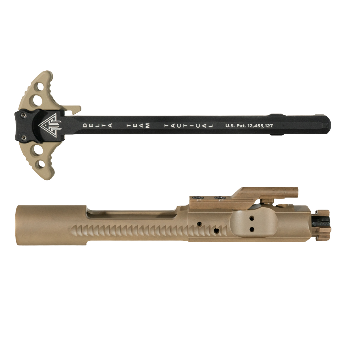 AR-15 5.56 NATO FDE PVD M16 BCG & Delta Team Tactical Batwing-S FDE Ambi Charging Handle