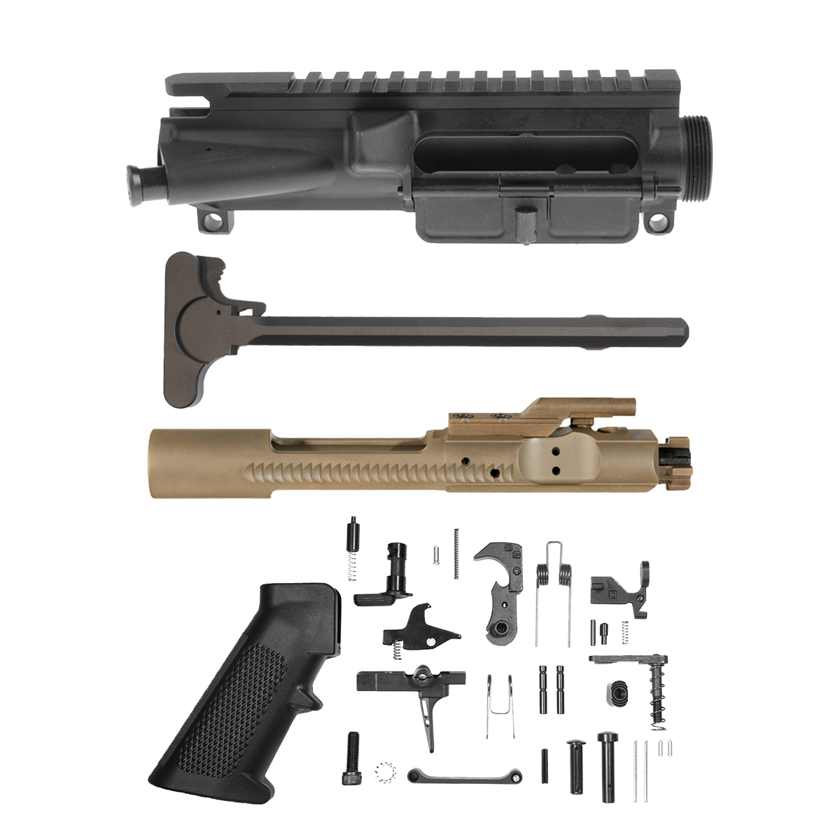 Davidson Defense AR-15 Upper Receiver Bundle w/ FDE PVD M16 BCG, Mil-Spec Charging Handle & Match Grade 3.5 lb Lower Parts Kit