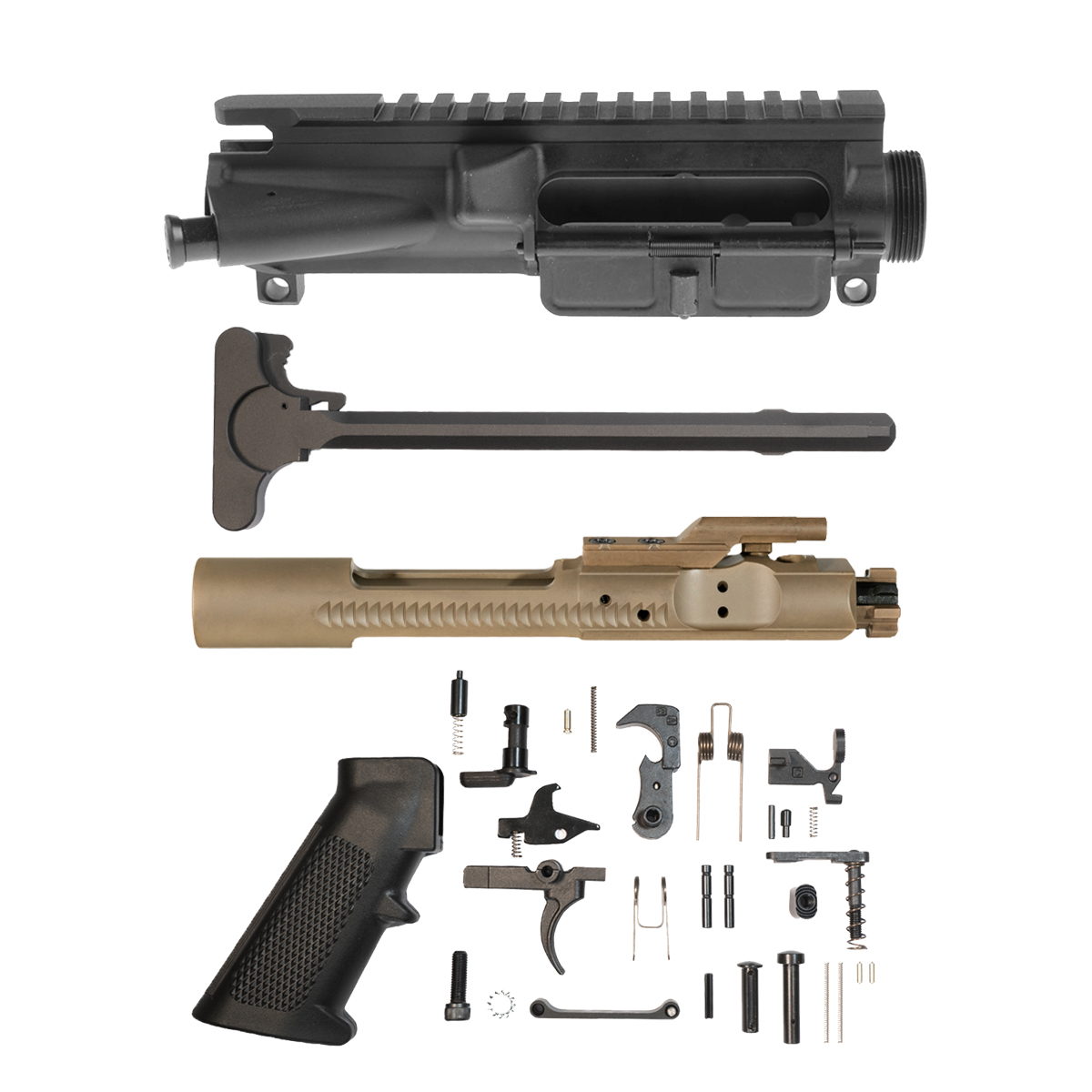 Davidson Defense AR-15 Upper Receiver Bundle w/ FDE PVD M16 BCG, Mil-Spec Charging Handle & Complete Lower Parts Kit