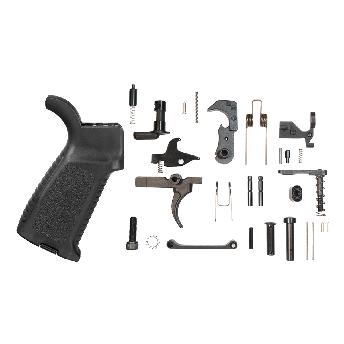 Guntec TAP Black Polymer Pistol Grip & 30-Piece Mil-Spec AR-15 Lower Parts Kit Bundle