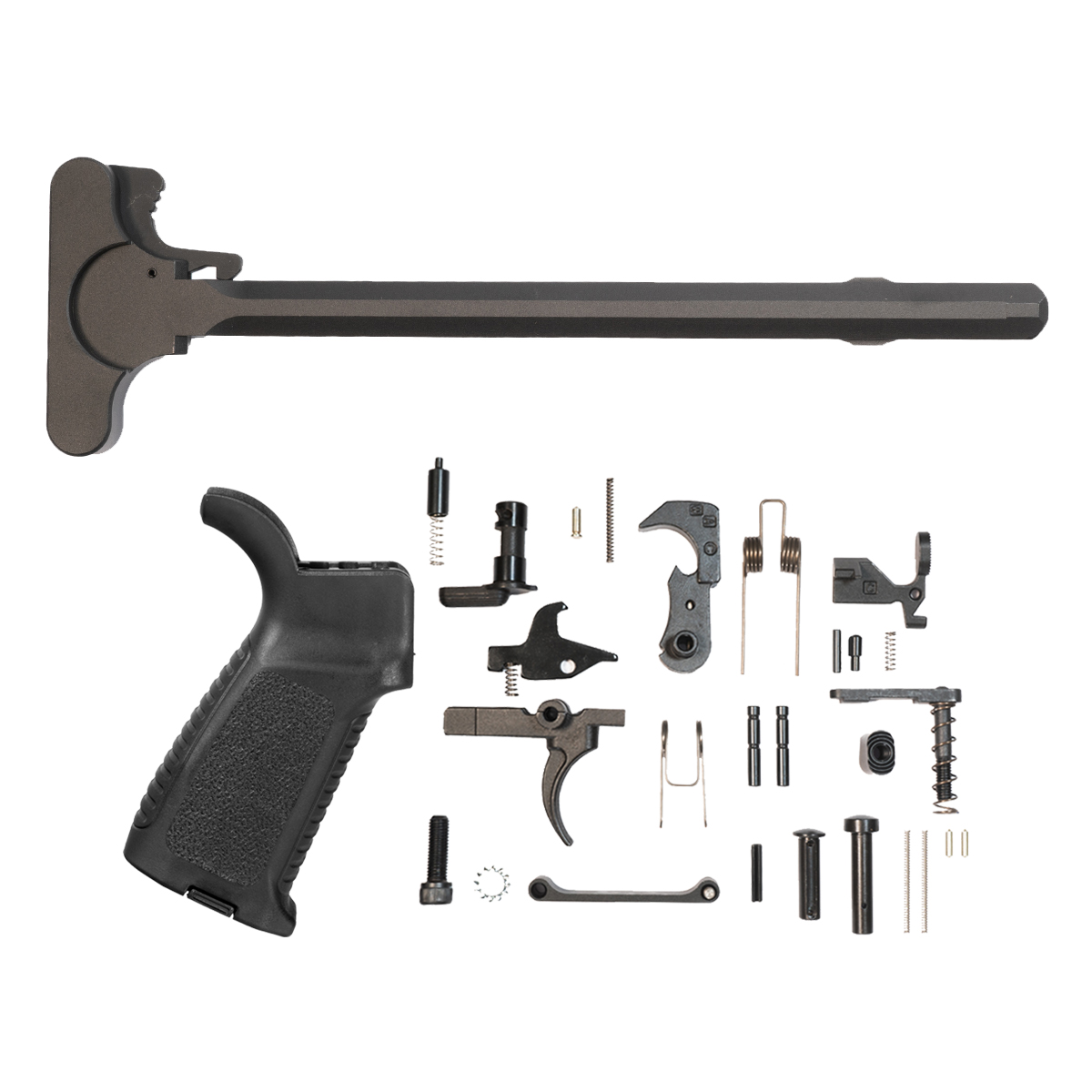 Guntec TAP Grip, 30-Piece Mil-Spec AR-15 Lower Parts Kit & M4 Charging Handle Bundle