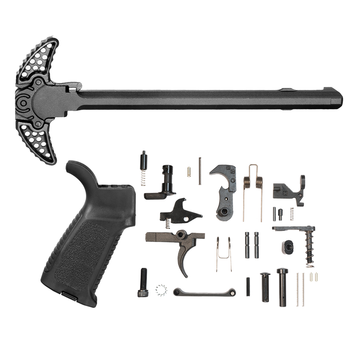 Guntec TAP Grip, 30-Piece Mil-Spec AR-15 Lower Parts Kit & Ambidextrous Charging Handle Bundle