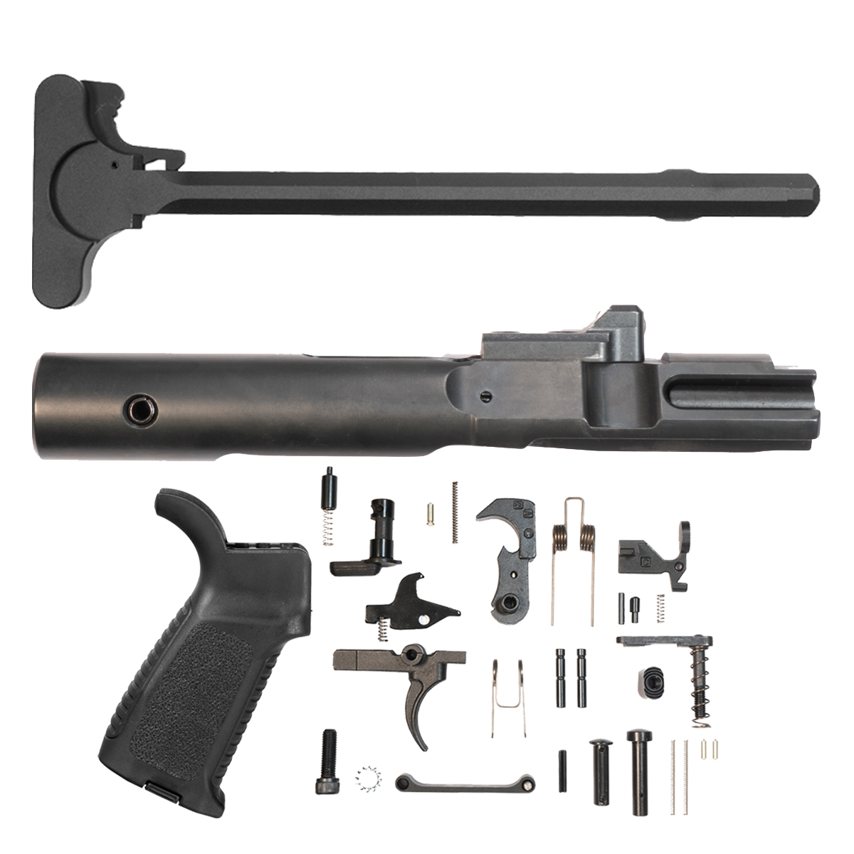 Guntec TAP Grip, 30-Piece Mil-Spec Lower Parts Kit, M4 Charging Handle & Davidson Defense 9mm Nitride BCG Bundle