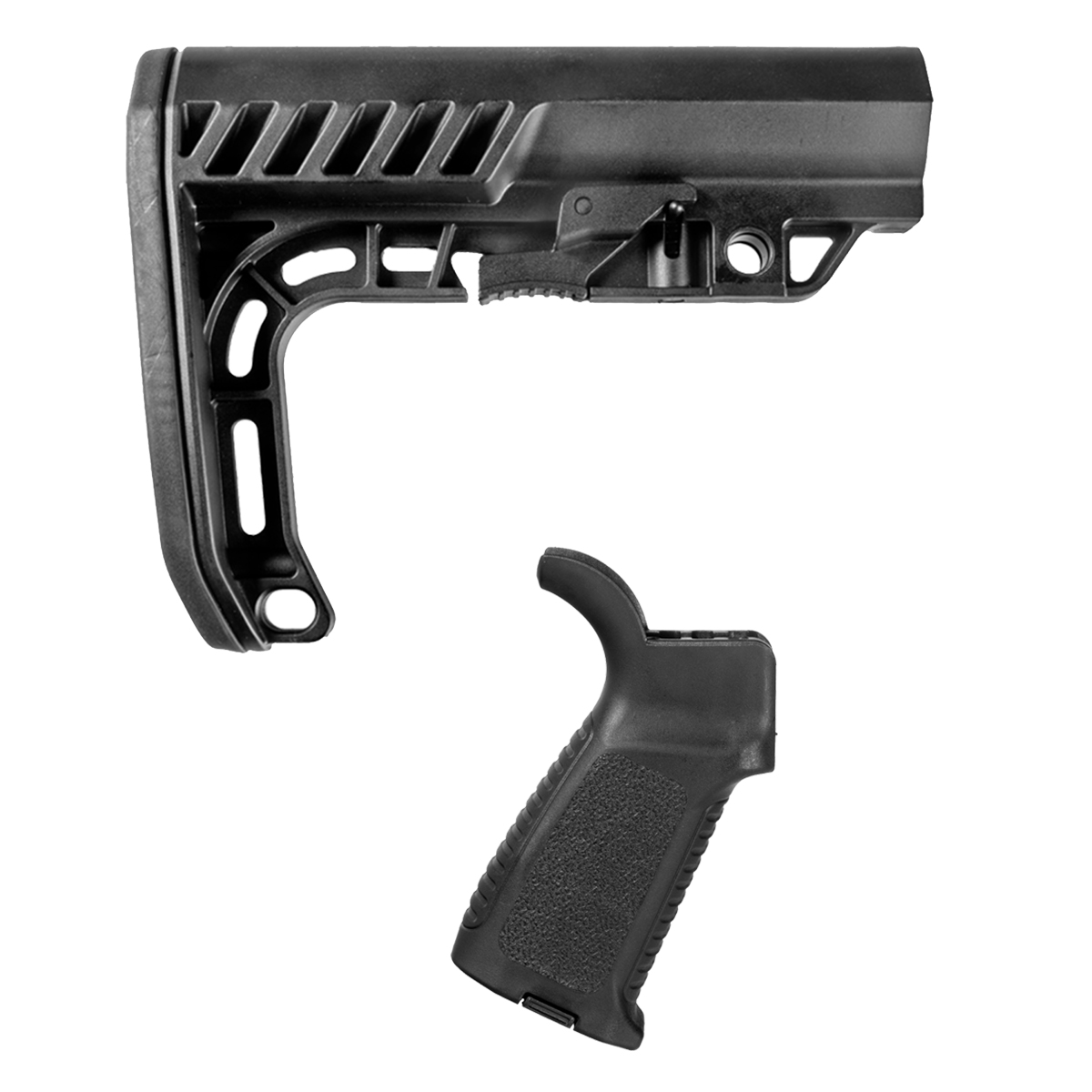 Guntec TAP Tactical Pistol Grip & Special Operations Adjustable AR-15 Stock Bundle, Black