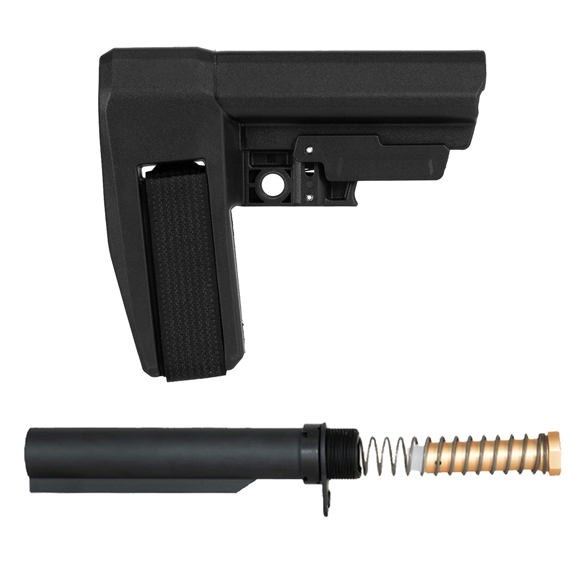 SB Tactical SBA6 5-Position Adjustable Pistol Stabilizing Brace Kit with Mil-Spec 6-Position Buffer Tube, 3 oz. Buffer, Spring, End Plate & Castle Nut