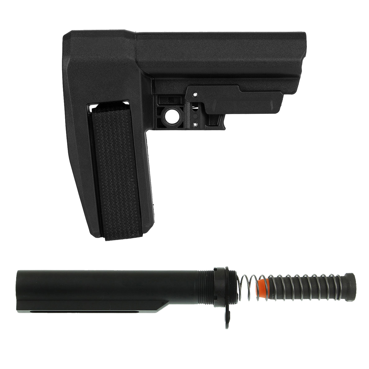 SB Tactical SBA6 5-Position Adjustable Pistol Stabilizing Brace Kit with Mil-Spec 6-Position Buffer Tube, 9mm Buffer, Spring, End Plate & Castle Nut