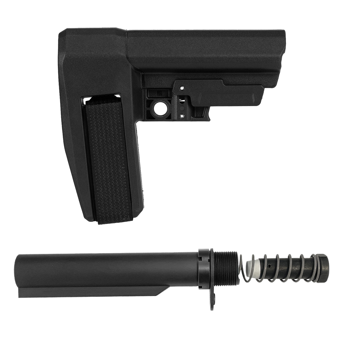 SB Tactical SBA6 5-Position Adjustable Pistol Stabilizing Brace Kit with Mil-Spec 6-Position Buffer Tube, LR-308 3.76 oz. Carbine Buffer, Extra Power Spring, End Plate & Castle Nut