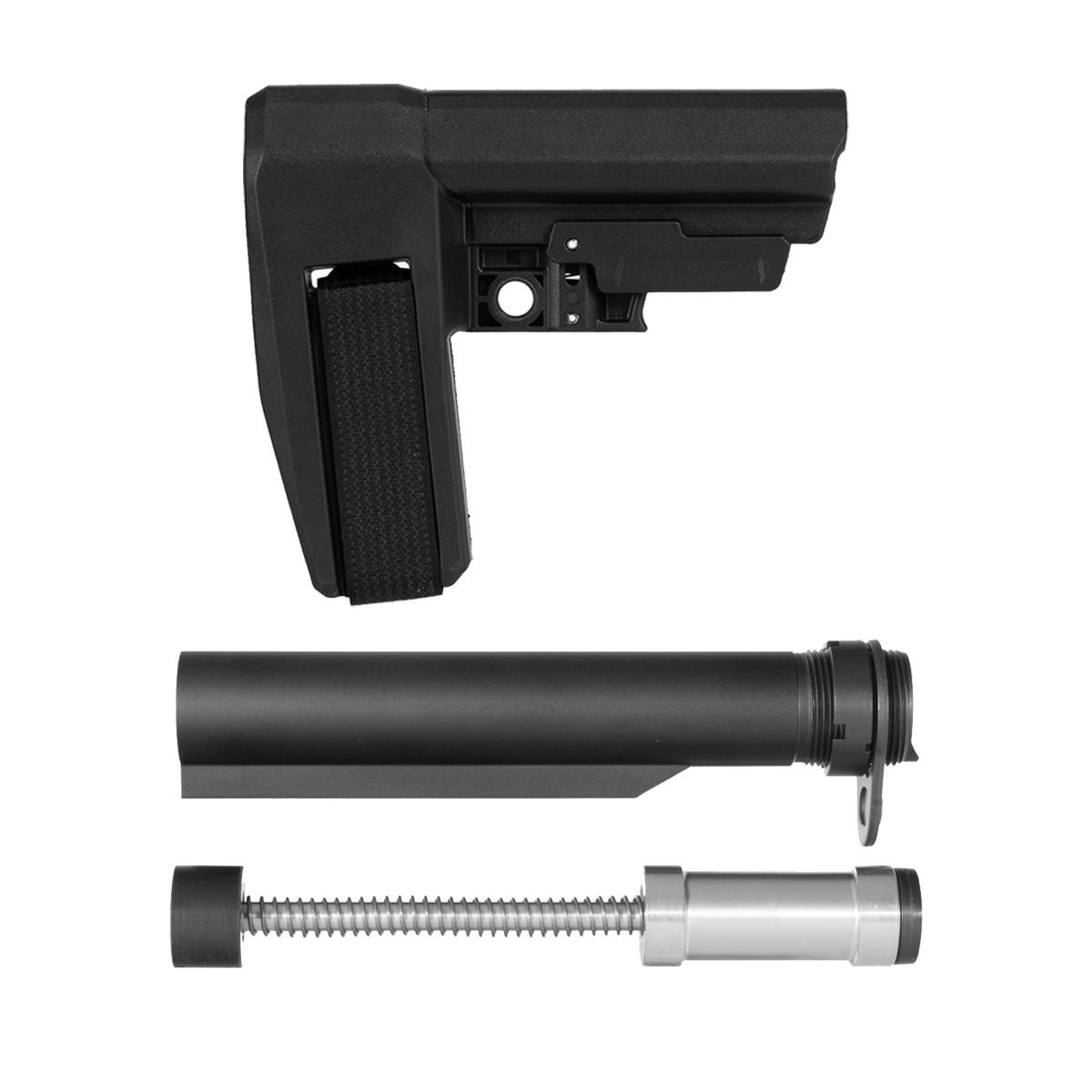 SB Tactical SBA6 5-Position Adjustable Pistol Stabilizing Brace Kit with Armaspec Gen 3 H3 Sound Mitigation Buffer, Mil-Spec 6-Position Buffer Tube, Castle Nut & End Plate