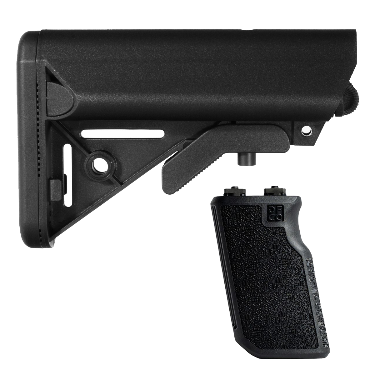 Die Free Co Tiger Claw XL M-LOK 10° Angled Foregrip & SOPMOD-Style Mil-Spec Collapsible Stock Bundle, Black