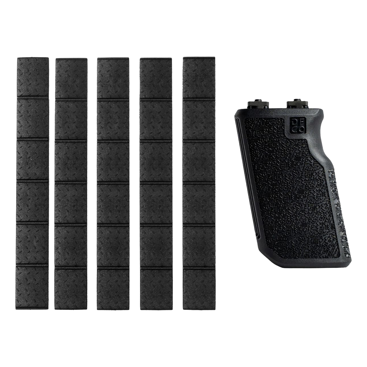 Die Free Co Tiger Claw XL 10° Angled M-LOK Foregrip & Trinity Force Universal M-LOK Rail Cover Bundle, Black
