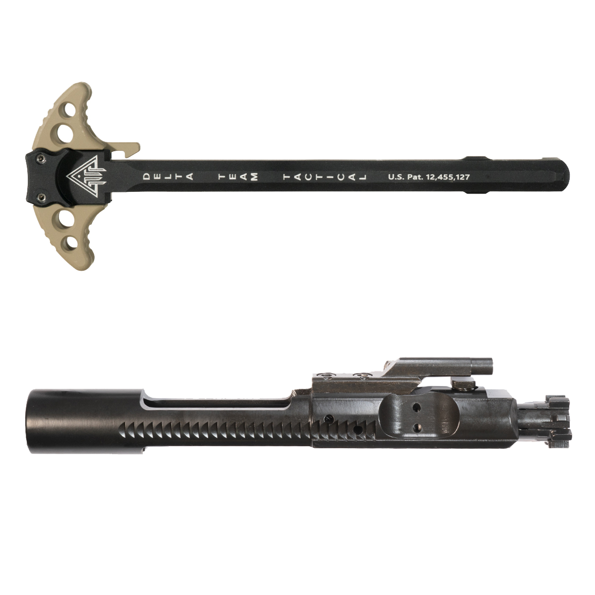 Delta Team Tactical FDE Batwing-S Ambidextrous Charging Handle w/ Bear Creek Arsenal Nitride AR-15 7.62x39/12.7x42/9x39 Bolt Carrier Group Bundle