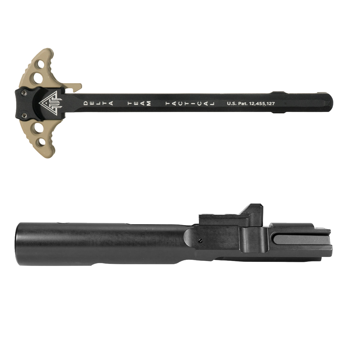 Delta Team Tactical FDE Batwing-S Ambidextrous Charging Handle w/ 10mm/.40 S&W AR PCC Nitride Bolt Carrier Group Bundle