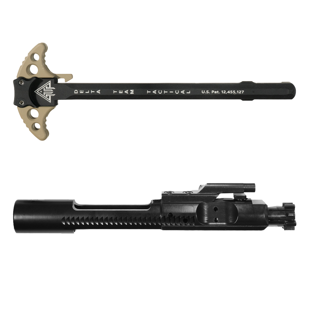 Delta Team Tactical FDE Batwing-S Ambidextrous Charging Handle w/ USA-Made AR-15 5.56/.223/.300/.350 Nitride Bolt Carrier Group Bundle