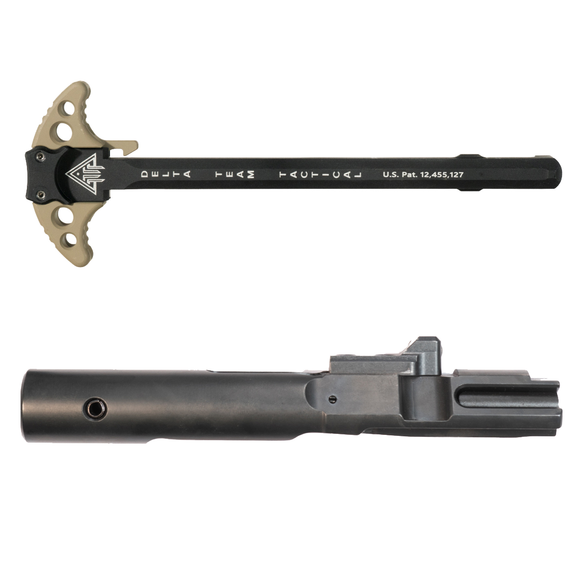 Delta Team Tactical FDE Batwing-S Ambidextrous Charging Handle w/ Davidson Defense 9mm Nitride AR-9 Glock/Colt-Compatible Bolt Carrier Group Bundle