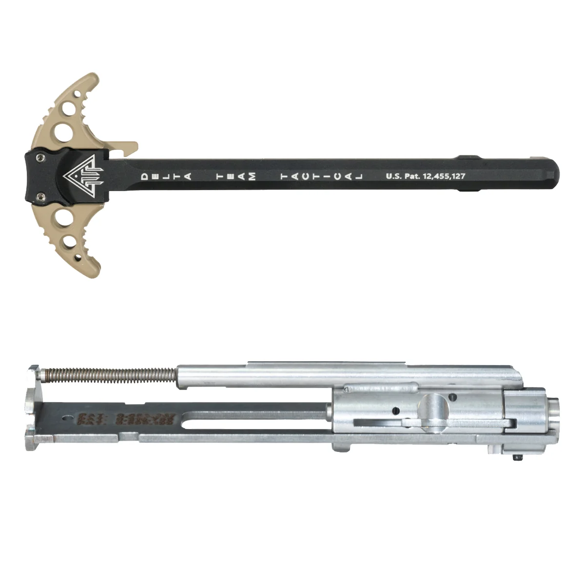 Delta Team Tactical FDE Batwing-X Ambidextrous Charging Handle w/ Extended Latches & Davidson Defense Dedicated .22LR Stainless Steel Bolt Carrier Group Bundle