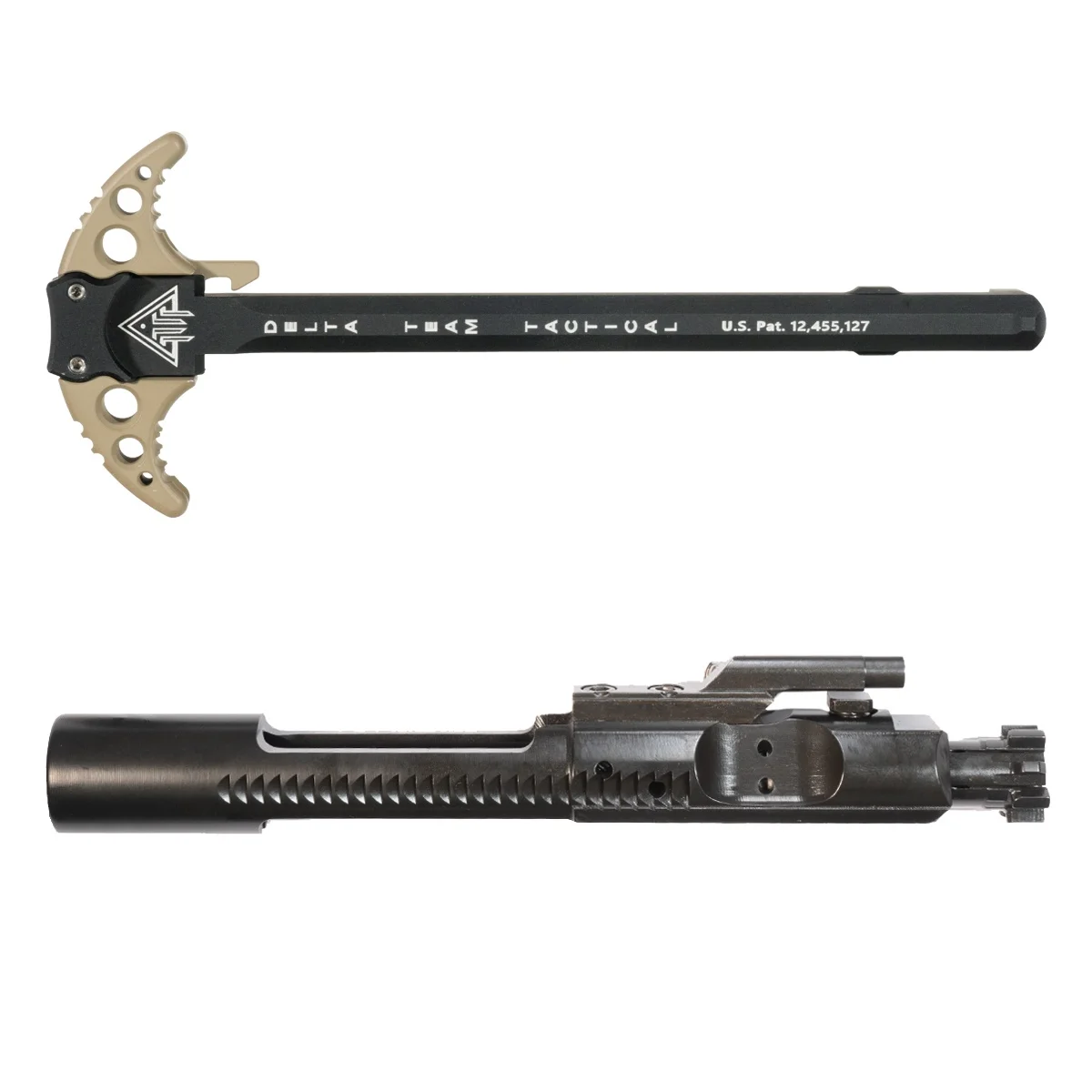 Delta Team Tactical FDE Batwing-X Ambidextrous Charging Handle w/ Extended Latches & Bear Creek Arsenal Nitride AR-15 7.62x39/12.7x42/9x39 Bolt Carrier Group Bundle