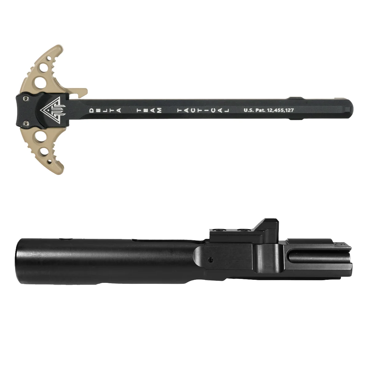 Delta Team Tactical FDE Batwing-X Ambidextrous Charging Handle w/ Extended Latches & Nitride AR-15 .45 ACP Pistol Caliber Bolt Carrier Group Bundle