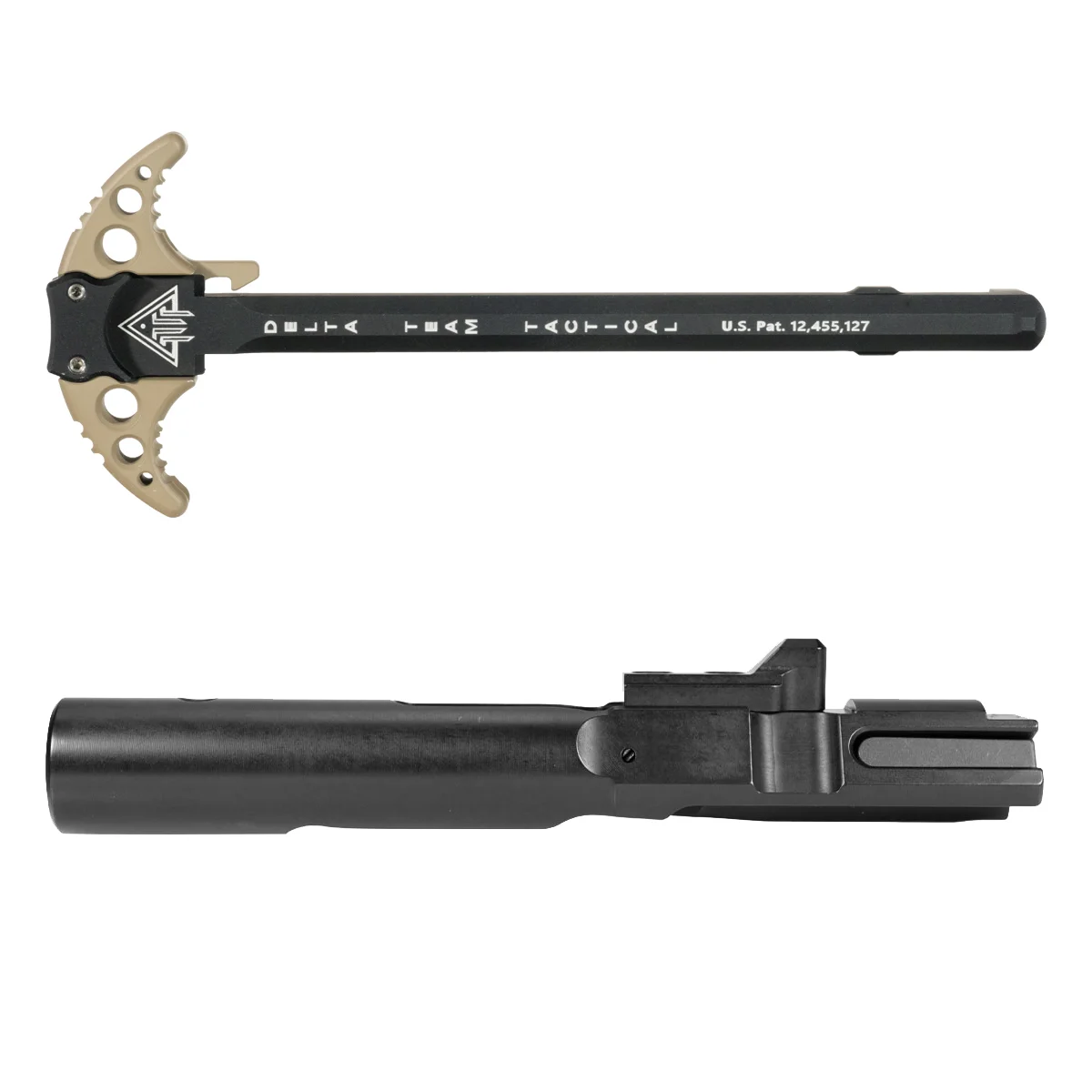 Delta Team Tactical FDE Batwing-X Ambidextrous Charging Handle w/ Extended Latches & 10mm/.40 S&W AR PCC Nitride Bolt Carrier Group Bundle