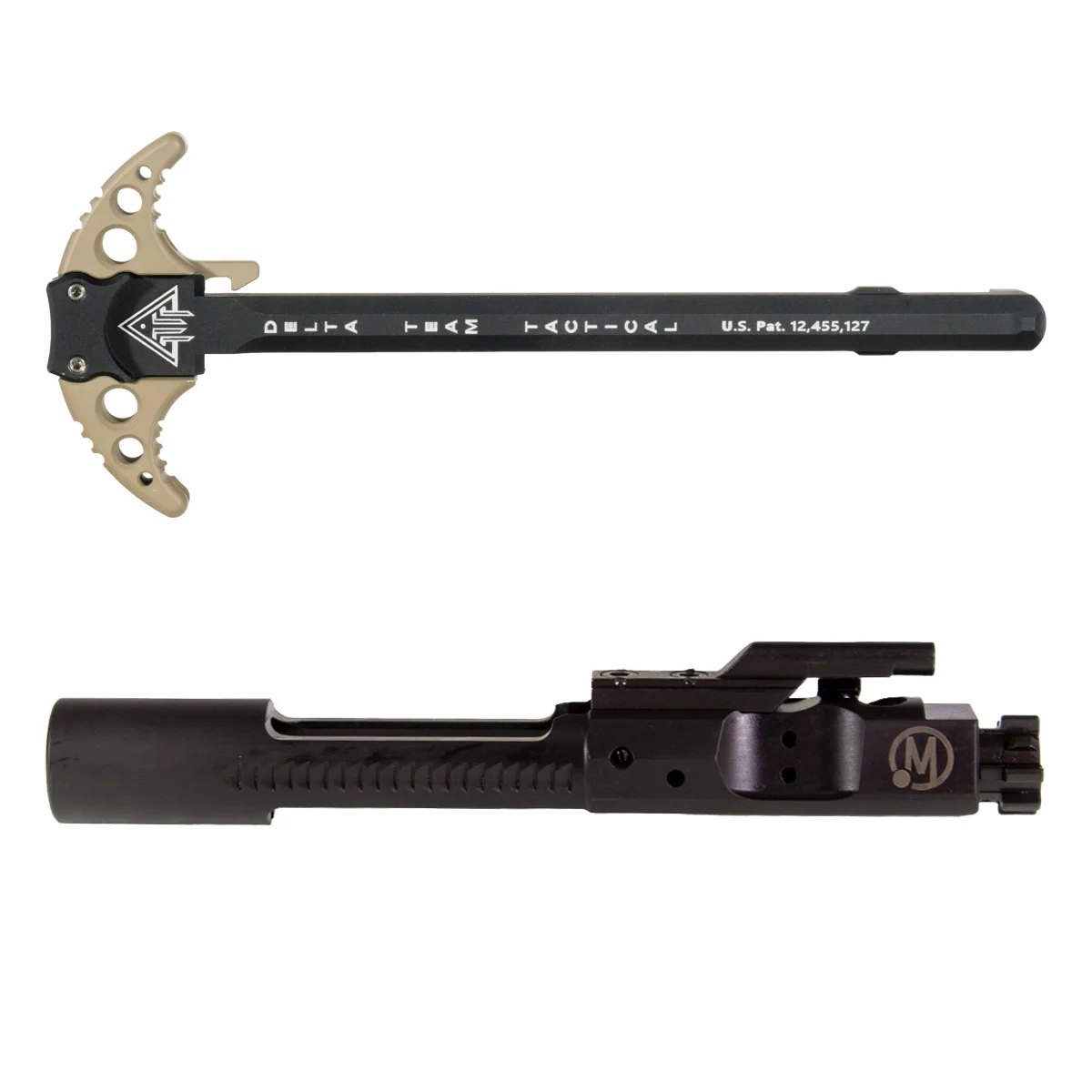 Delta Team Tactical FDE Batwing-X Ambidextrous Charging Handle w/ Extended Latches & Nitride AR-15 5.56/.223 Full-Auto Profile Bolt Carrier Group Bundle