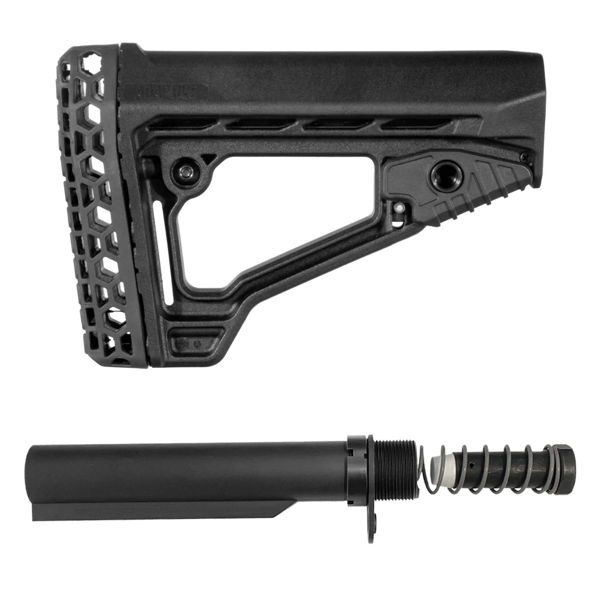 Adaptive Tactical ARKUS Adjustable Stock Kit with Mil-Spec 6-Position Buffer Tube, LR-308 3.76 oz. Carbine Buffer, Extra Power Spring, End Plate & Castle Nut