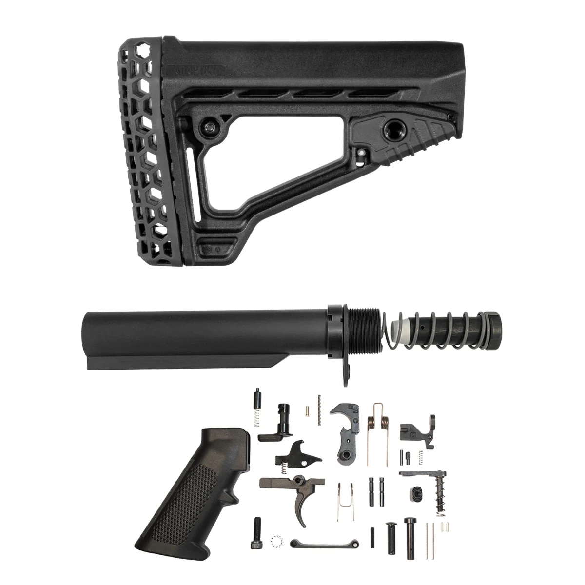 Adaptive Tactical ARKUS Adjustable Stock Kit with Mil-Spec 6-Position Buffer Tube, 3.76 oz. LR-308 Buffer, AR-10 Extra Power Spring, End Plate, Castle Nut & .308 Mil-Spec Lower Parts Kit