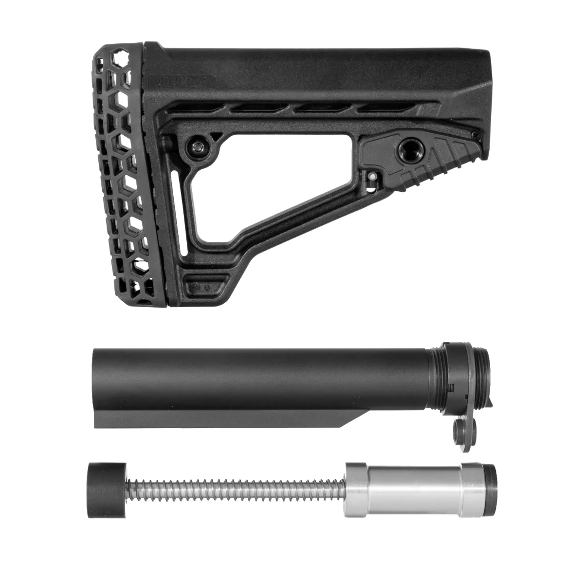 Adaptive Tactical ARKUS Adjustable Stock Kit with Armaspec Gen 3 H3 Sound Mitigation Buffer, Mil-Spec 6-Position Buffer Tube, Castle Nut & Ambidextrous QD End Plate