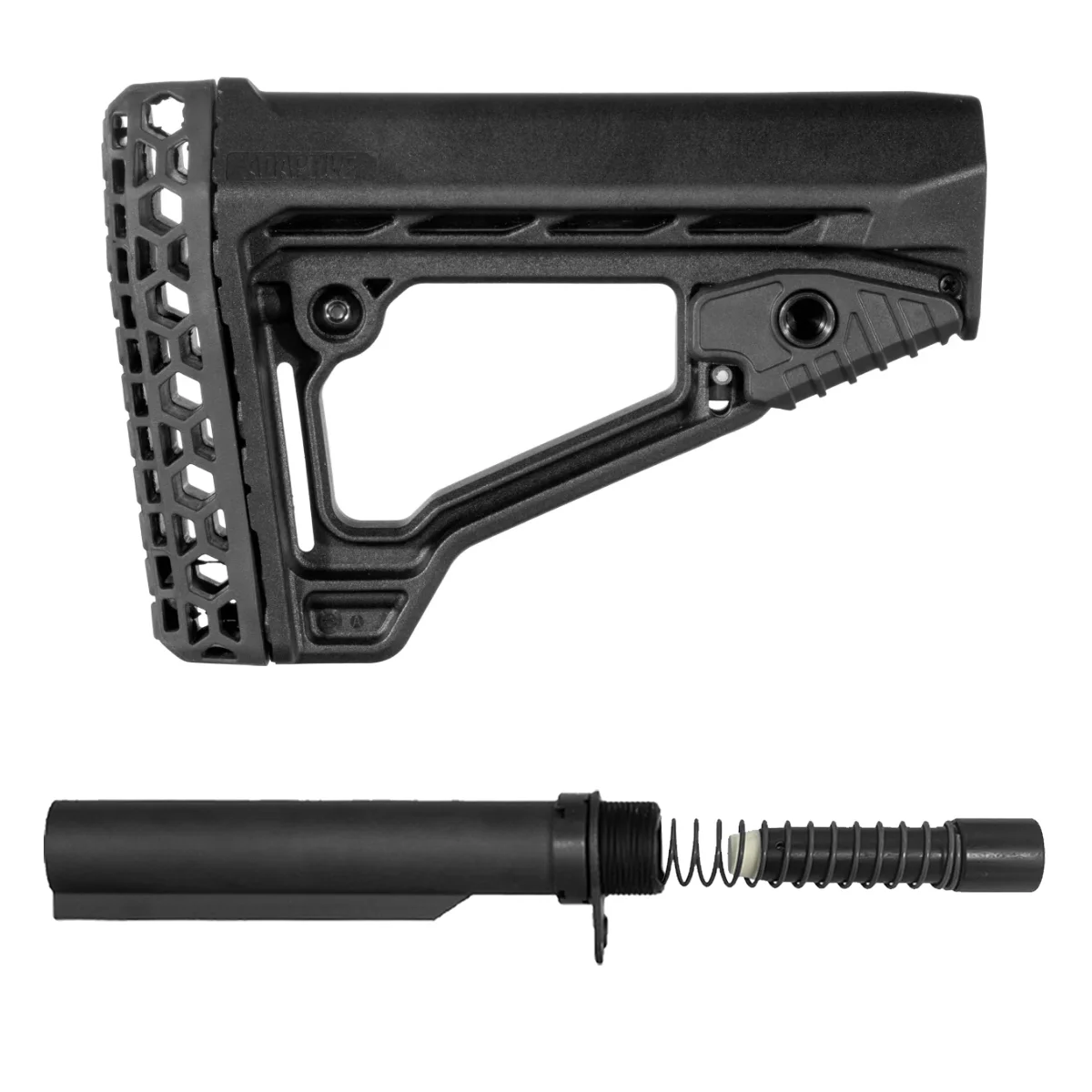 Adaptive Tactical ARKUS Adjustable Stock PCC Buffer System Bundle with 8 oz. Long Buffer, 6-Position Tube, Carbine Spring, Castle Nut & End Plate