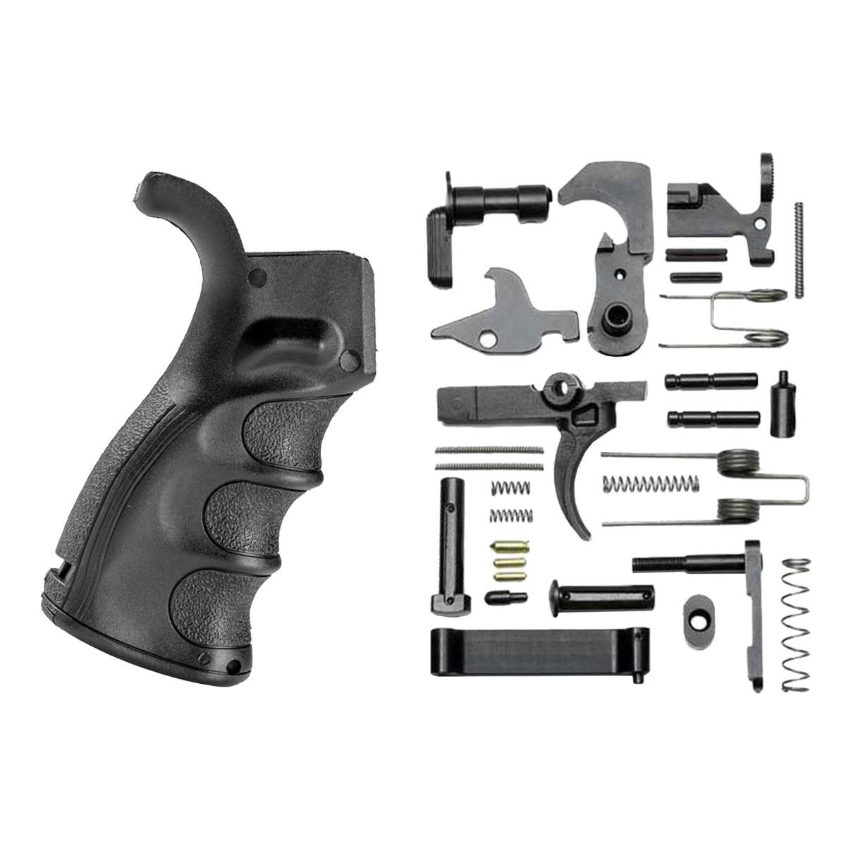 Grip Kit: AR-15 Lower Parts Kit + Polymer Pistol Grip w/ Storage Compartment