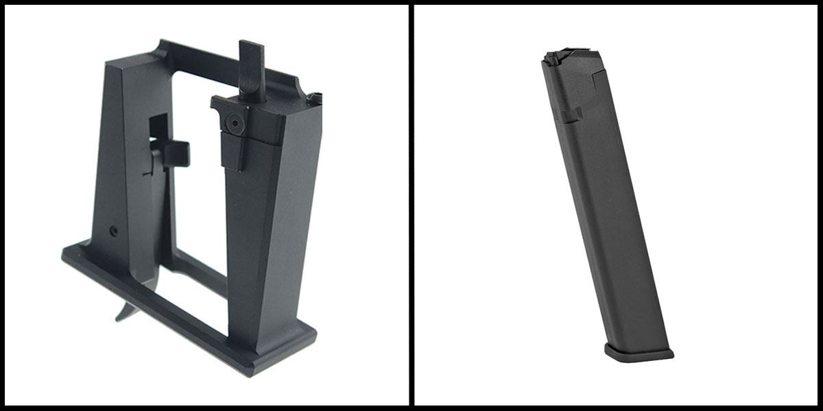 Sylvan Arms Delta Deals Sylvan Arms 9mm Glock Magwell Conversion Block + ProMag 9mm Glock Mag, 32 Rd, Fits G17/G19/G26, Black Polymer