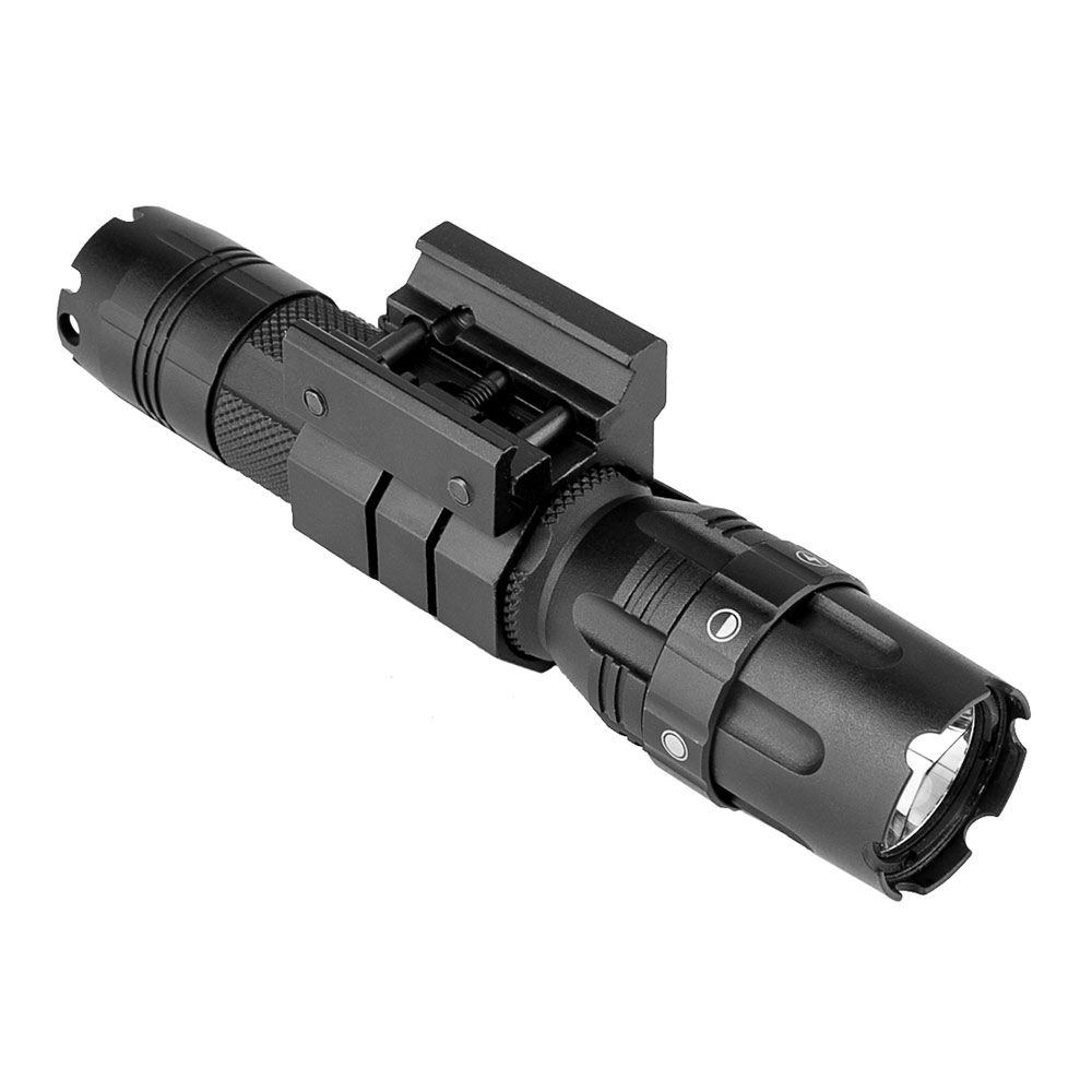 VISM Pro Series Mod 2 Flashlight w/ Rail Mount, 500 Lumens, High-Low-Strobe Modes, Pocket/Hat Clip, Uses 2 CR123A Batteries or 1 Button Top 18650 Rechargeable Battery, Black