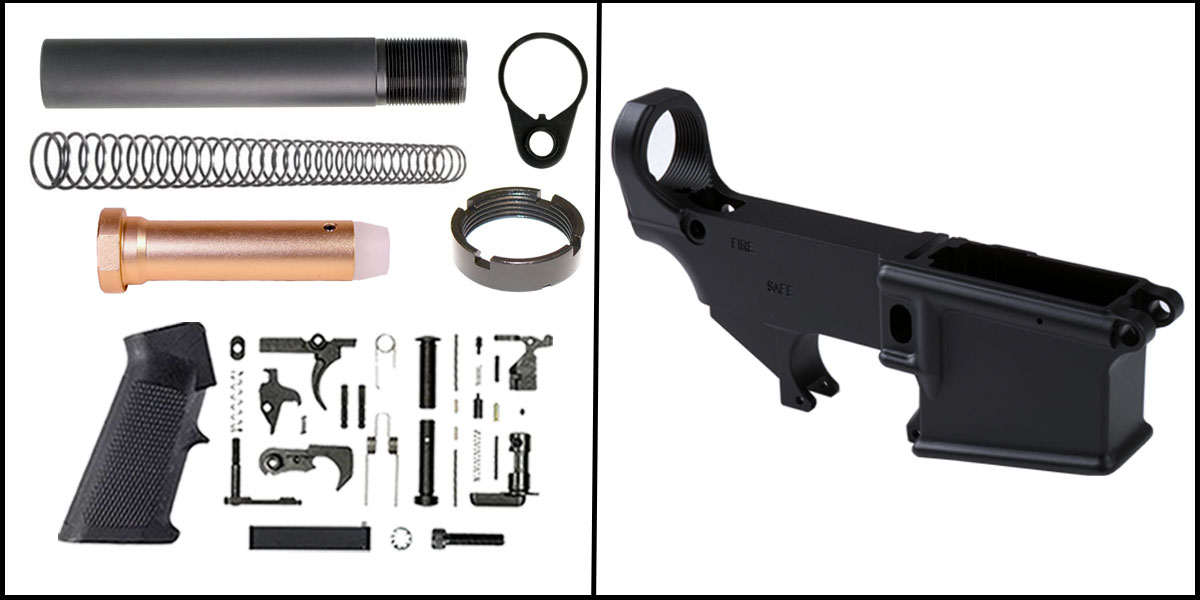 Finish Your Lower Kit: Davidson Defense AR-15 Forged 80% Lower Blank + Recoil Technologies AR-15 Mil-Spec Lower Parts Kit + Omega Mfg. Heavy Duty Pistol Buffer Kit