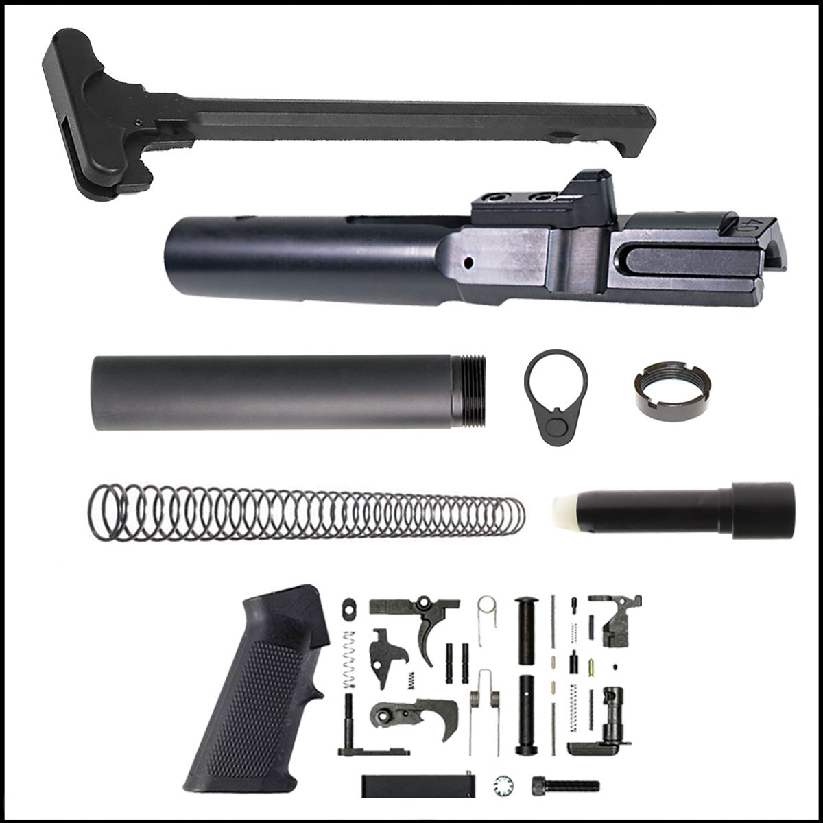 Finish Your Build Kit: Recoil Technologies 10mm BCG + Recoil Technologies AR-15 Charging Handle+ Recoil Technologies Lower Parts Kit  + Omega Mfg. Pistol Buffer Kit + 8 oz. Buffer