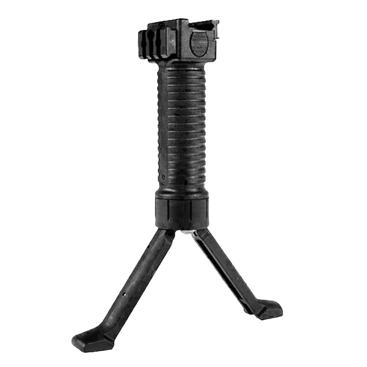 Nylon Grip-Pod Tactical Vertical Foregrip and Deployable Bipod with Side Accessory Rail, Black