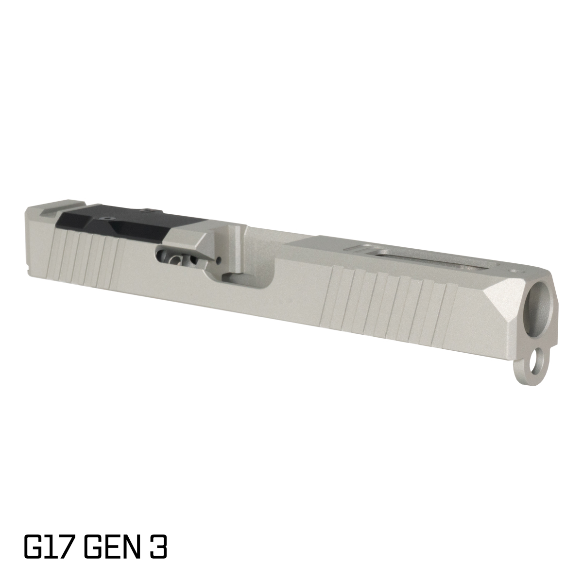 Stiffler MFG G17 Gen 1-3 Compatible Turbo Slide, RMR Cut, Shimmer Aluminum Cerakote, Stripped with Cover Plate