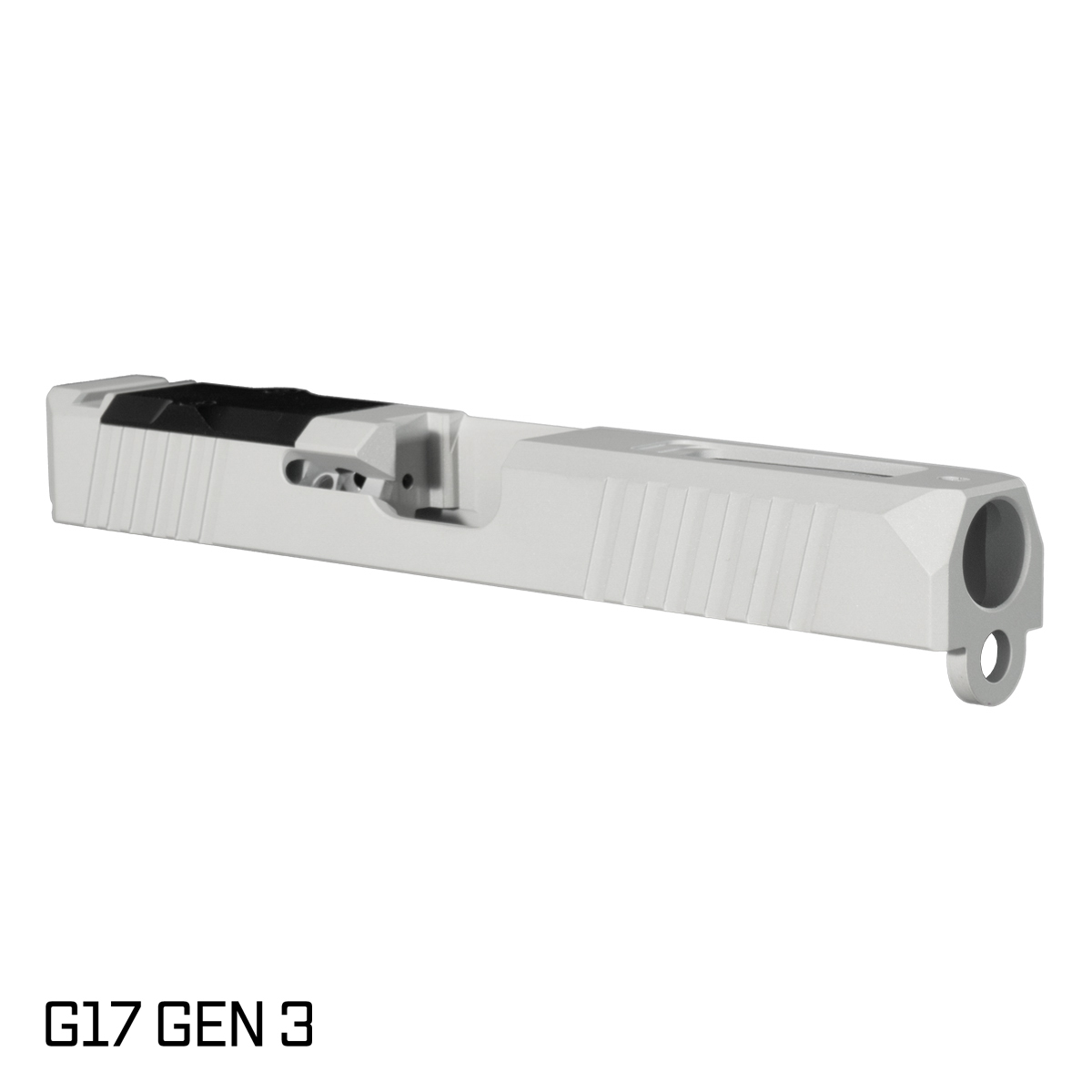 Stiffler MFG G17 Gen 1-3 Compatible Turbo Slide, Frost White Cerakote Stripped RMR Cut with Cover Plate