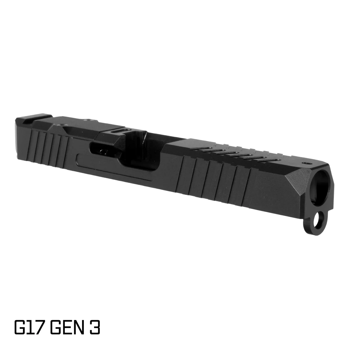 Stiffler MFG Blemished G17 Gen 1-3 Compatible Helot Stripped Slide, RMR Cut w/ Cover Plate, 17-4 Stainless Steel, Black Nitride