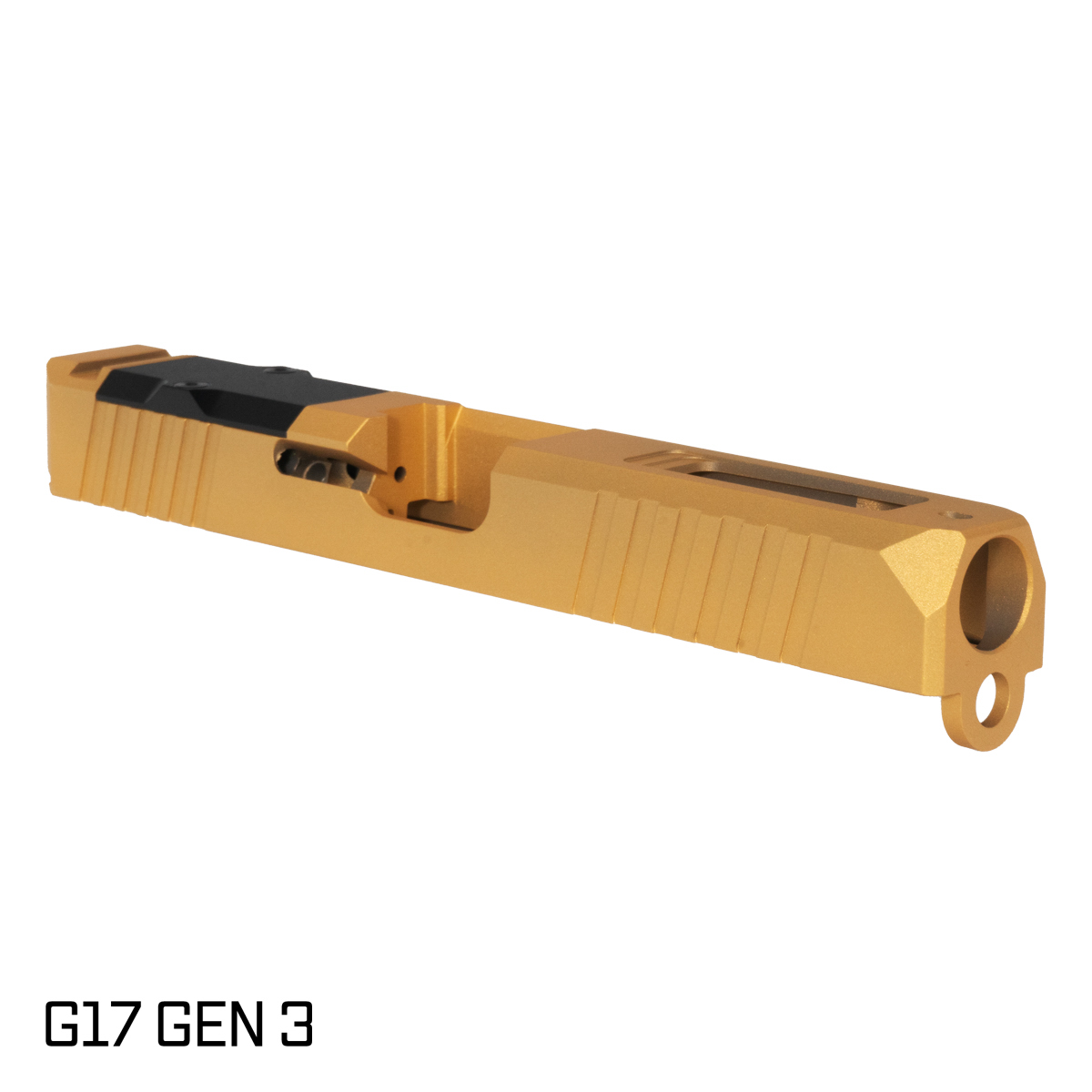 Stiffler MFG G17 Gen 1-3 Compatible Turbo Slide, RMR Cut, Gold Cerakote, Stripped with Cover Plate