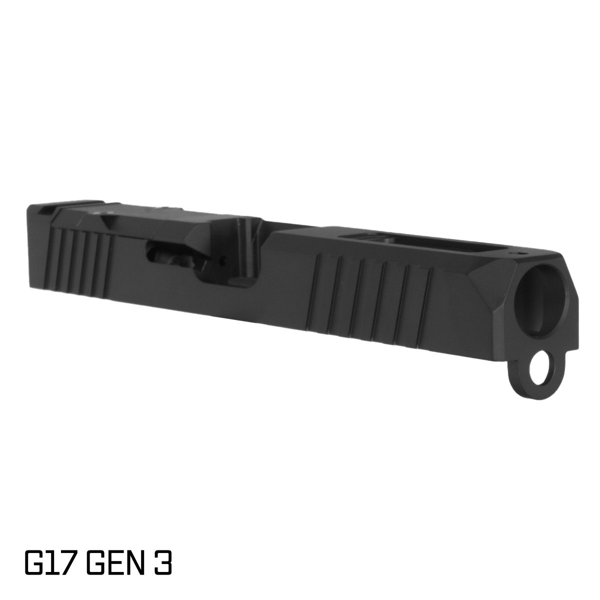 Stiffler MFG G17 Gen 1-3 Compatible Turbo Slide, RMR Cut, Graphite Black Cerakote, Stripped with Cover Plate