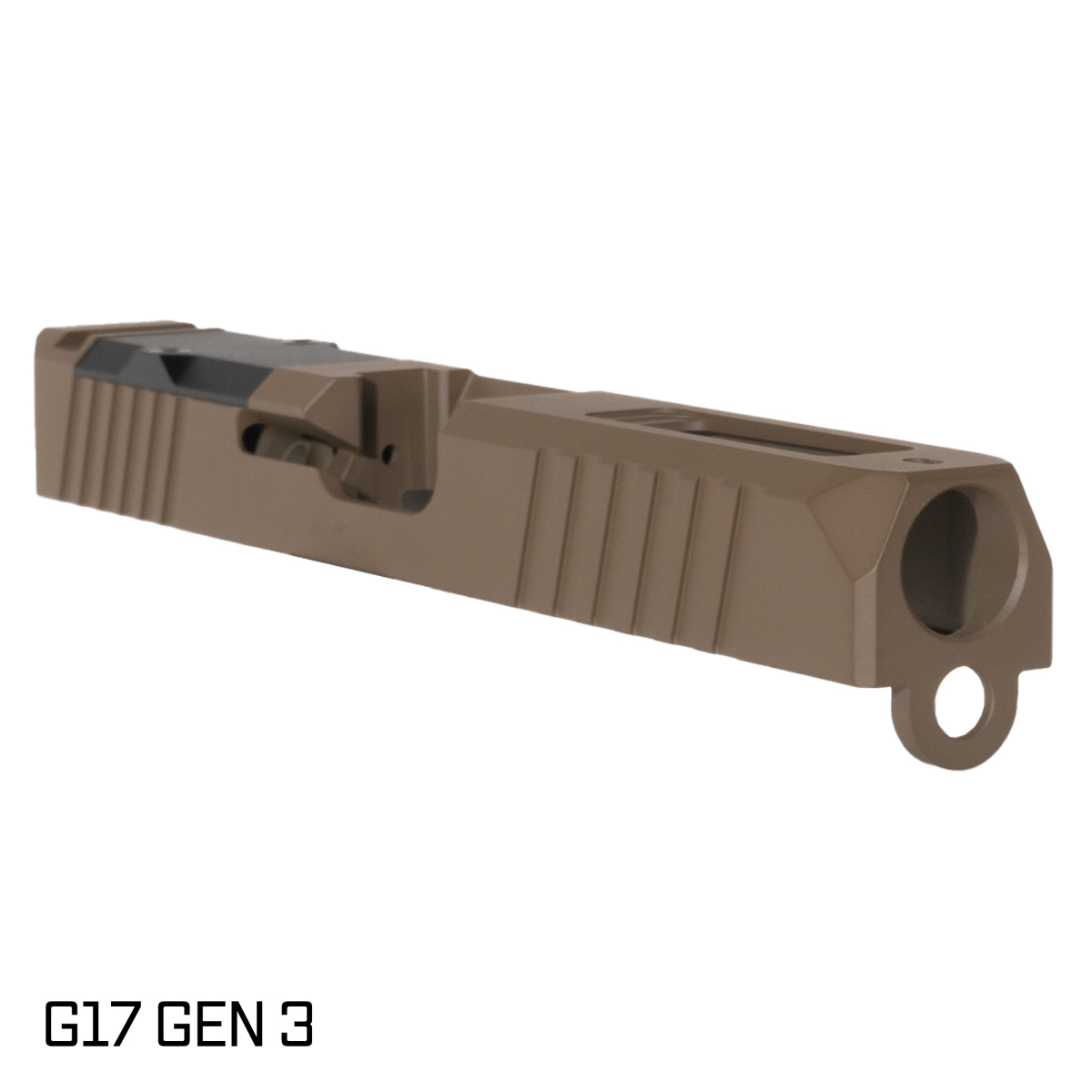 Stiffler MFG G17 Gen 1-3 Compatible Turbo Slide, RMR Cut, FDE H Series Cerakote, Stripped with Cover Plate