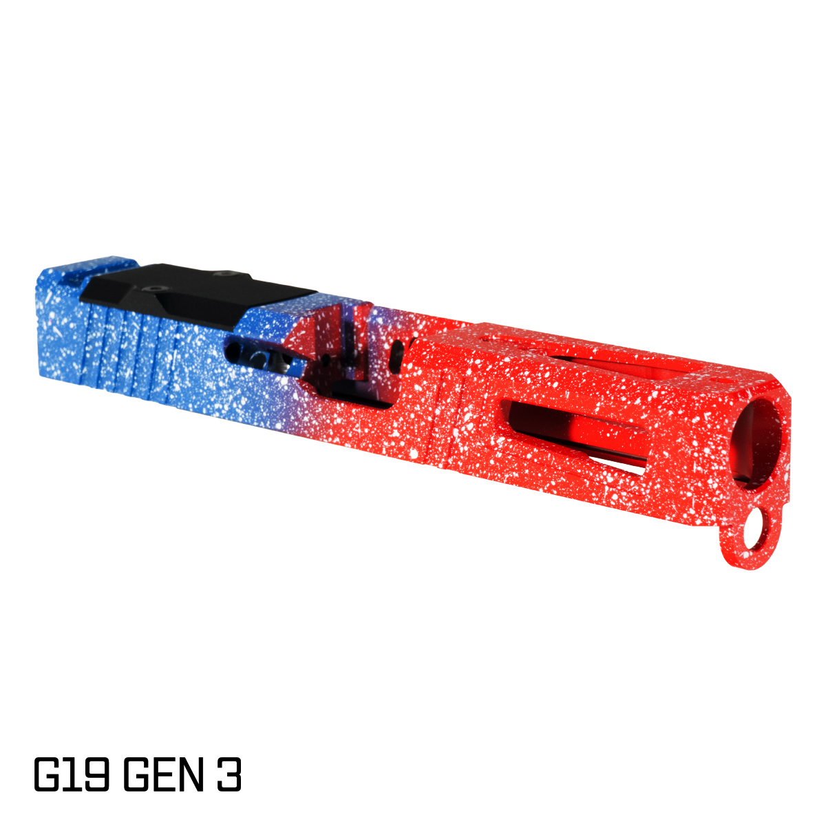 Stiffler MFG Liberty Viper G19 Gen 3 Compatible Stripped Slide, RMR Cut, Red, White, & Blue Cerakote