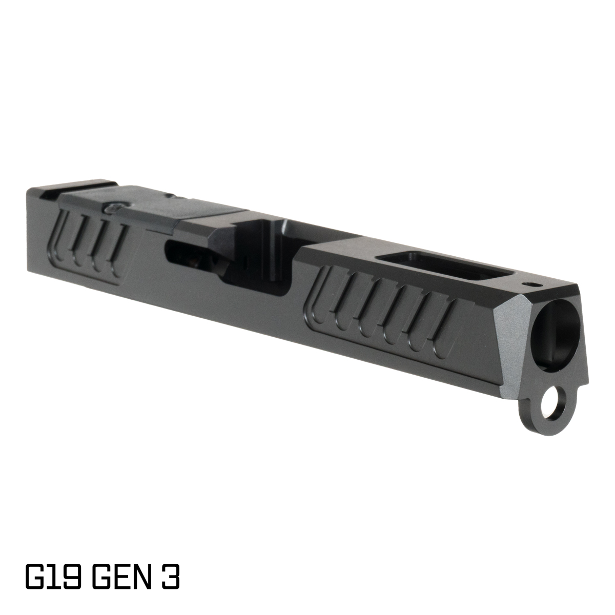  Davidson Defense Stiletto G19 Compatible Stripped Slide, RMR Cut, Window Cut, Nitride Black, Aggressive Front and Rear Serrations