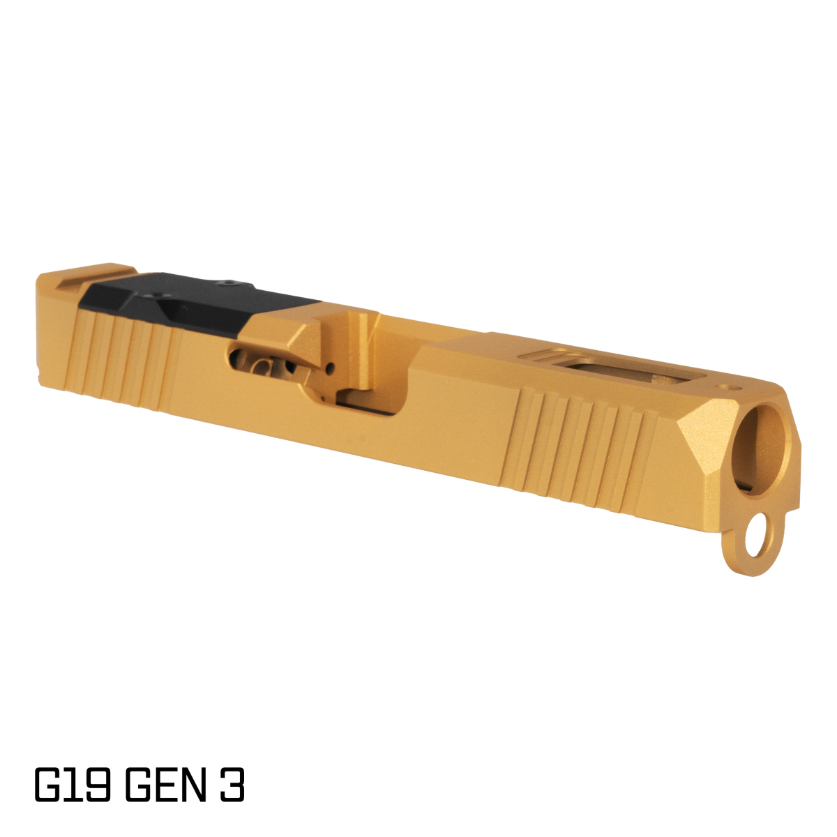 Stiffler MFG G19 Compatible Turbo Slide, Gold Cerakote, Stripped, RMR Cut with Cover Plate