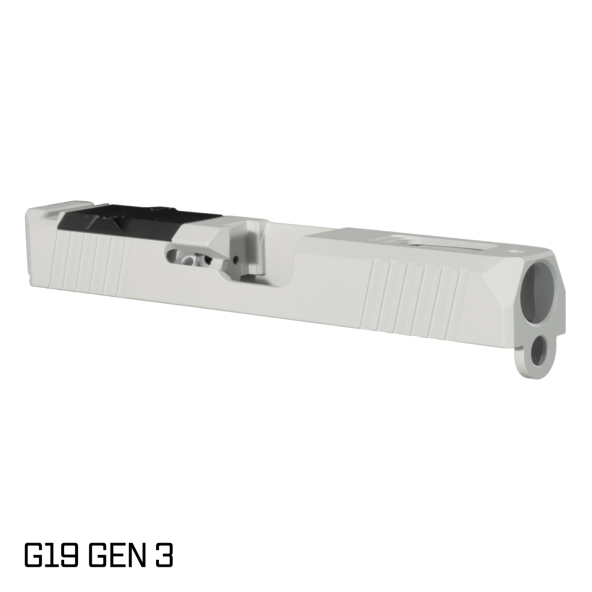 Stiffler MFG G19 Gen 1-3 Compatible Turbo Slide, Frost White Cerakote Stripped RMR Cut with Cover Plate