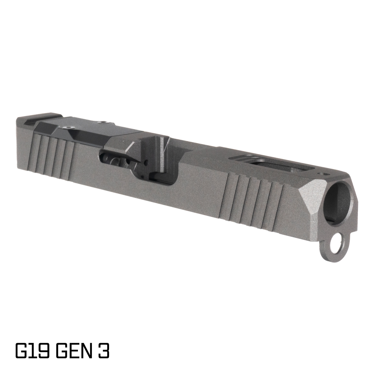 Stiffler MFG G19 Compatible Turbo Slide, Tungsten Cerakote, Stripped, RMR Cut with Cover Plate