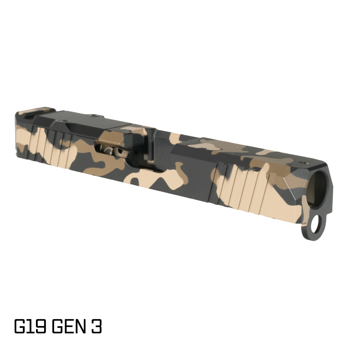 Stiffler MFG G19 Gen 1-3 Compatible Zoom Slide, Dark Camo Cerakote, RMR Cut with Black Anodized Aluminum Plate Cover