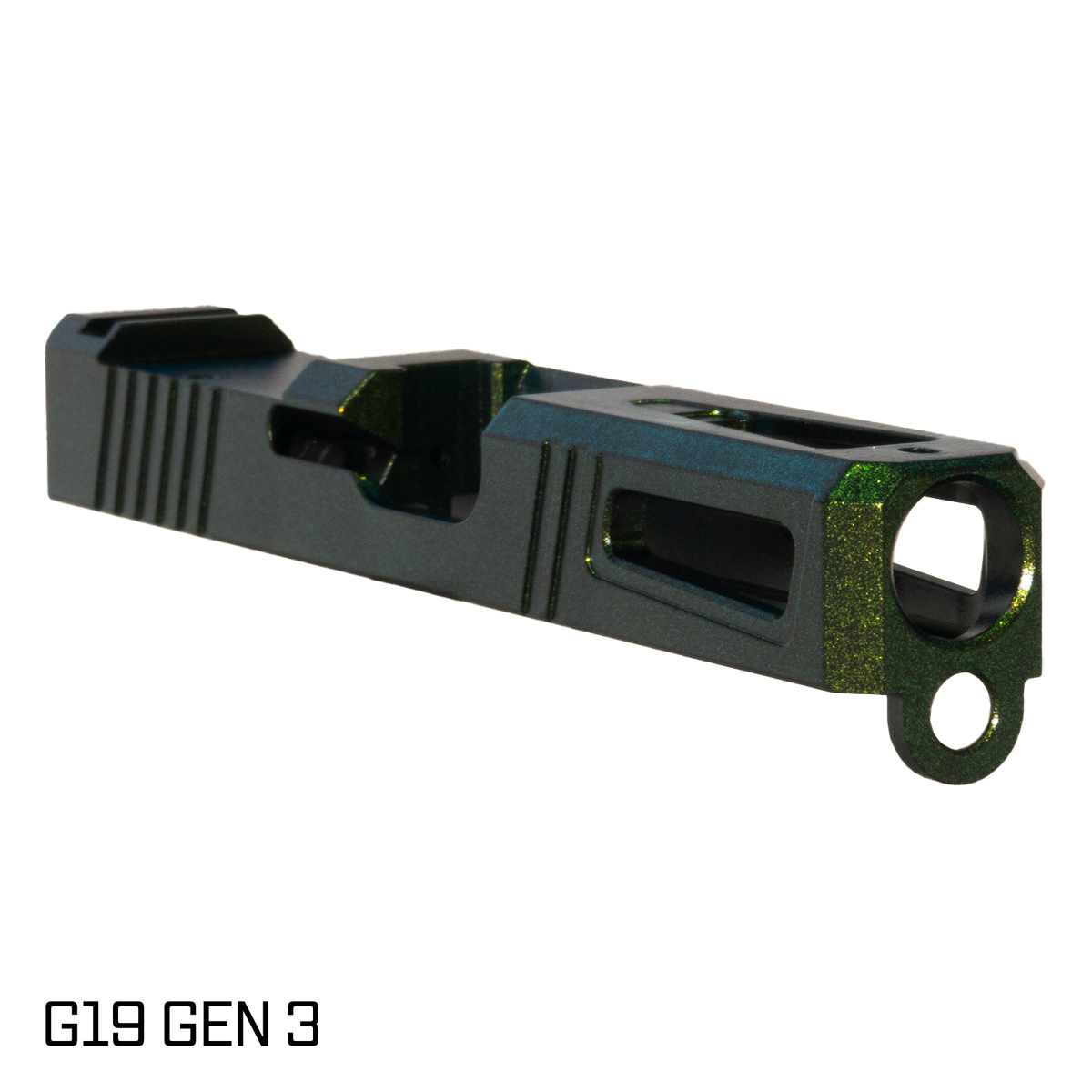 Stiffler MFG Custom Cerakote Viper Slide, Green FX, G19 Compatible, Stripped, RMR Cut
