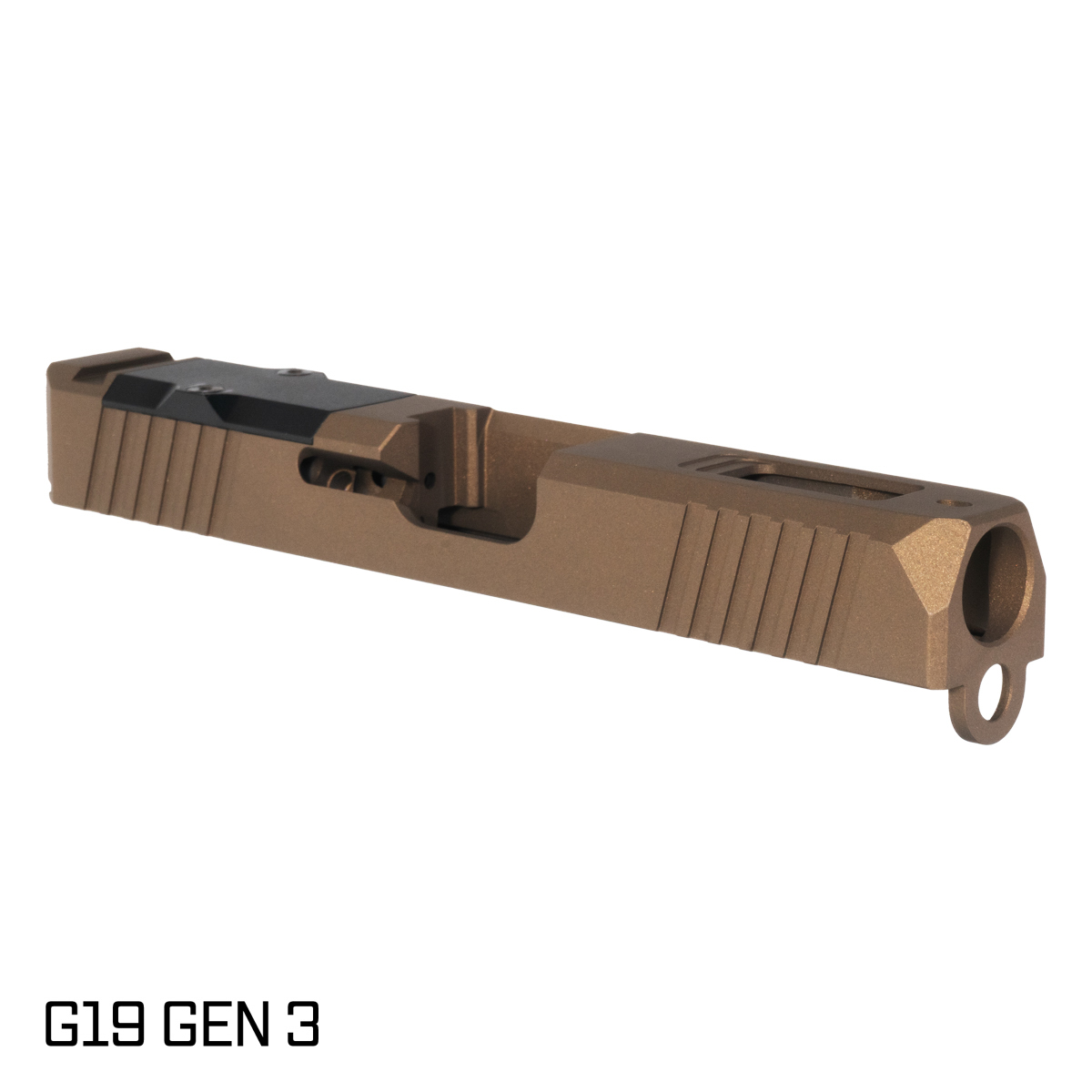 Stiffler MFG G19 Compatible Turbo Slide, Burnt Bronze Cerakote, Stripped, RMR Cut with Cover Plate